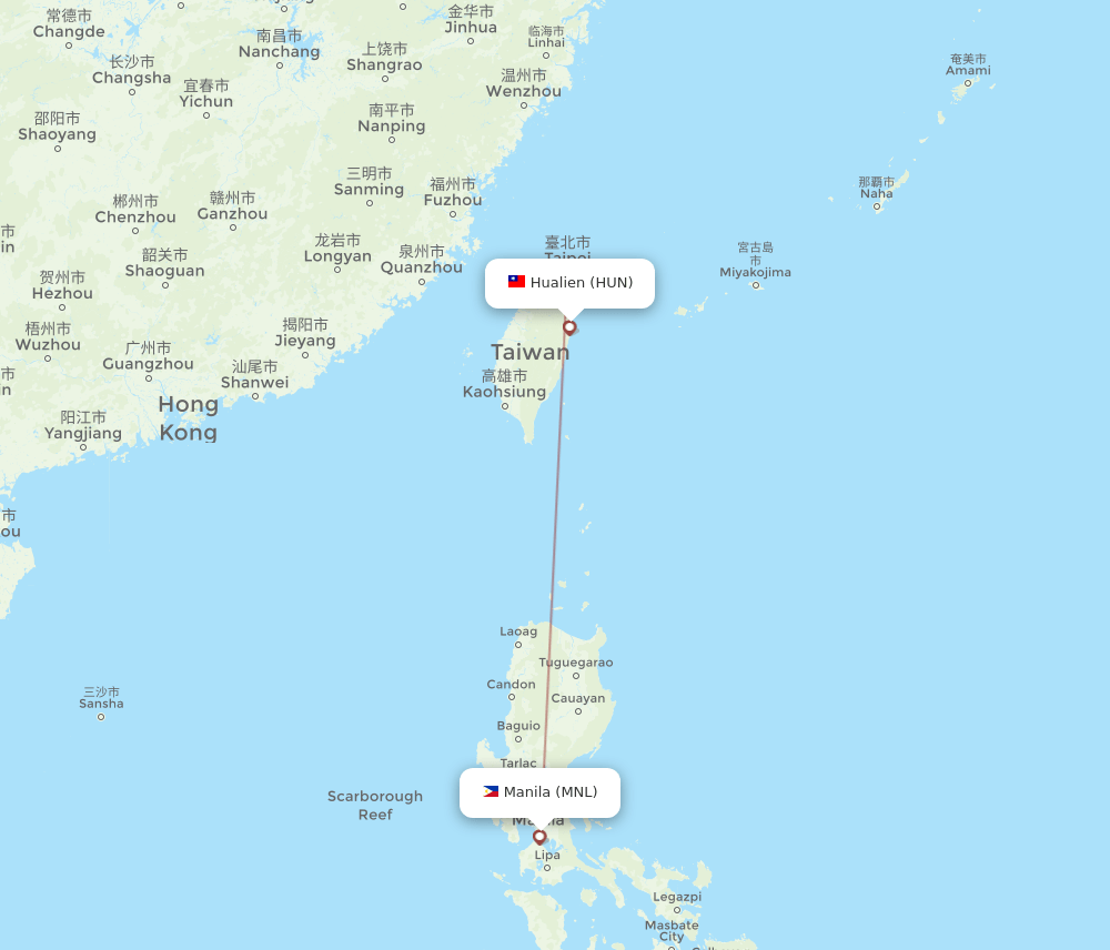 HUN-MNL flight routes