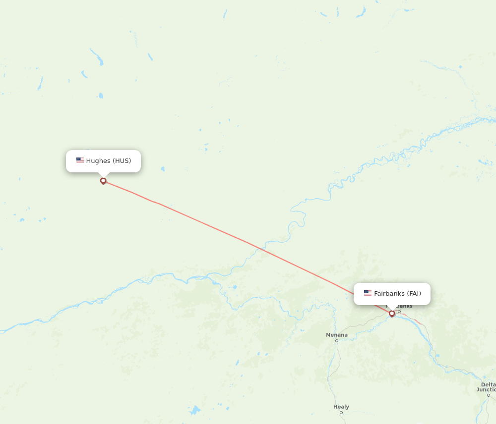 Hughes - Fairbanks route map and flight paths