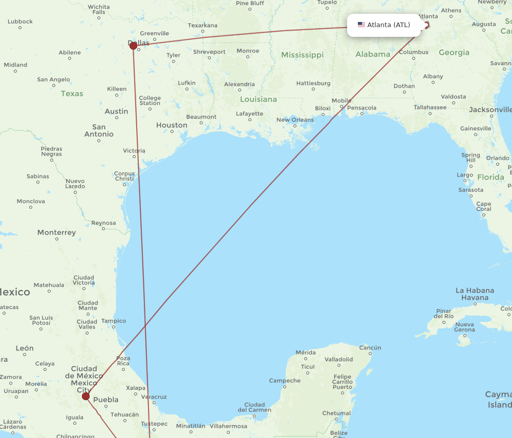 HUX-ATL flight routes