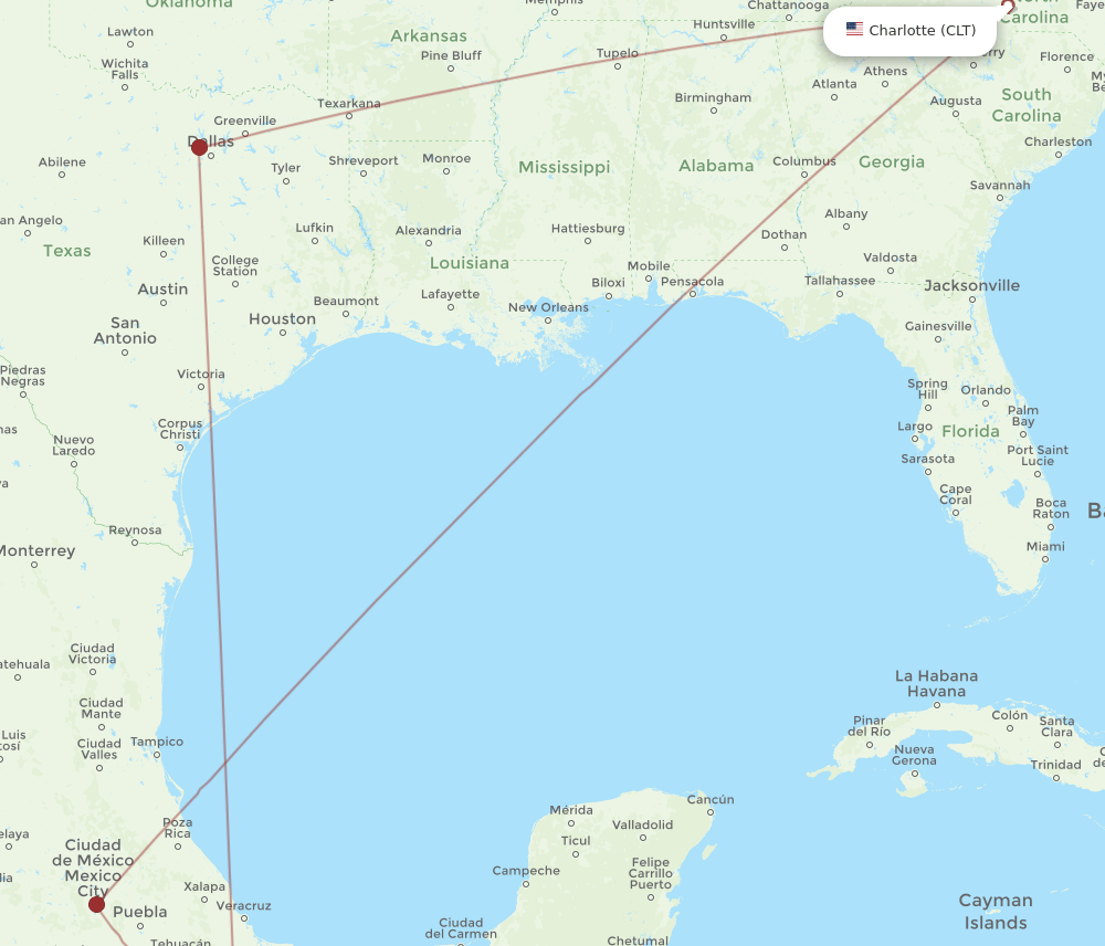 HUX-CLT flight routes