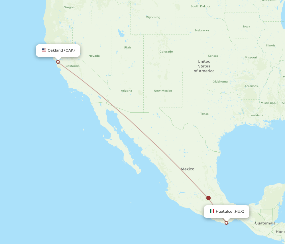 HUX-OAK flight routes