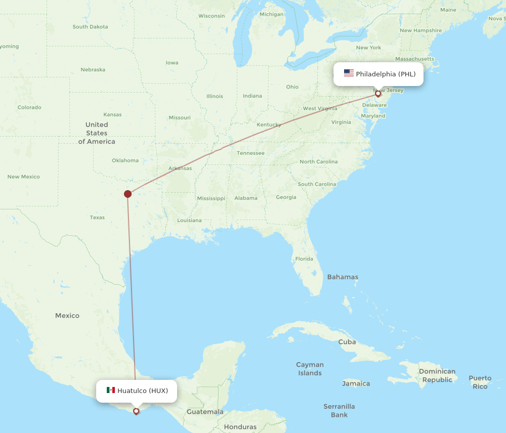 HUX to PHL flights and routes map