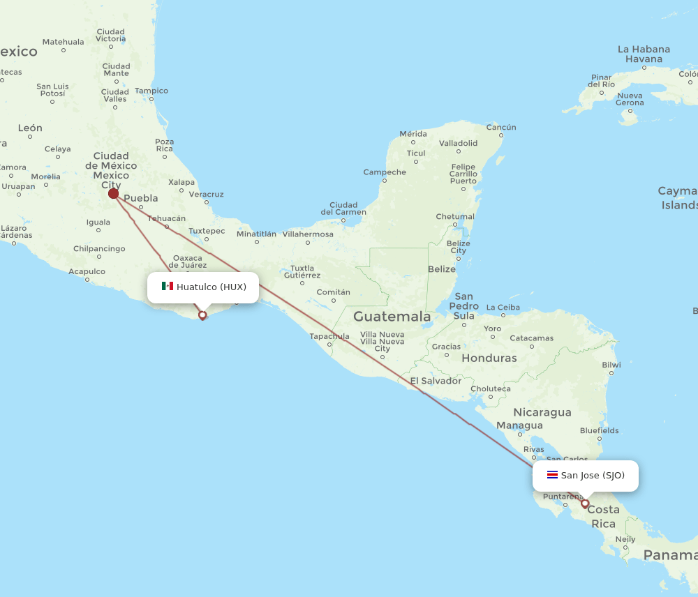 HUX-SJO flight routes
