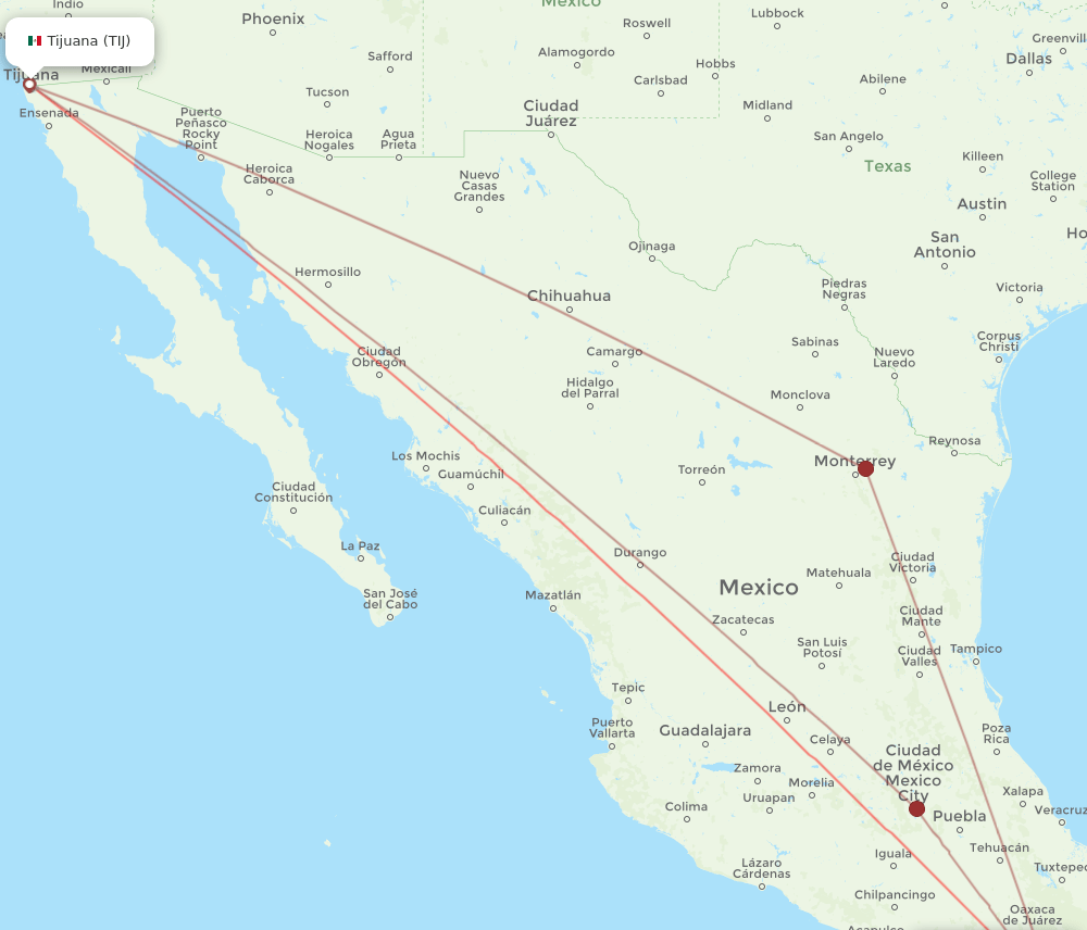 HUX-TIJ flight routes
