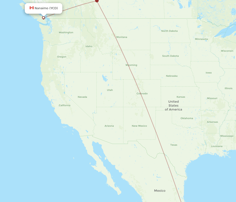 Nanaimo - Huatulco route map and flight paths