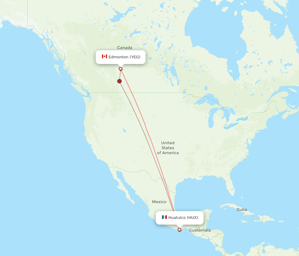 HUX-YEG flight routes