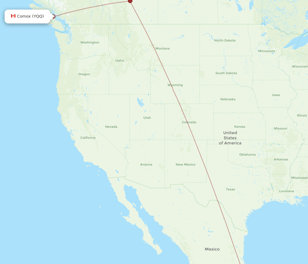 HUX to YQQ flights and routes map