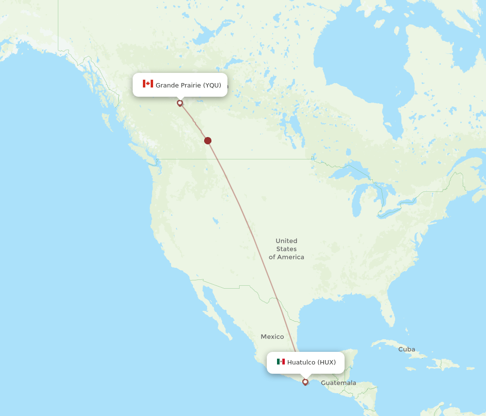 HUX to YQU flights and routes map