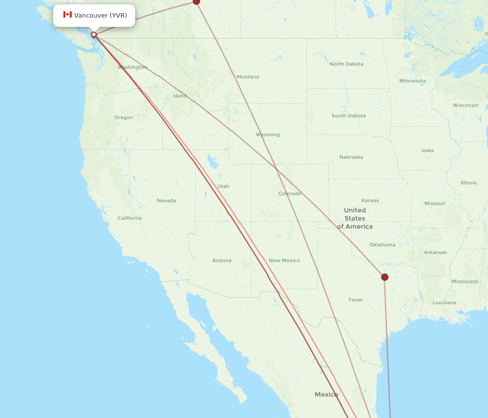HUX-YVR flight routes