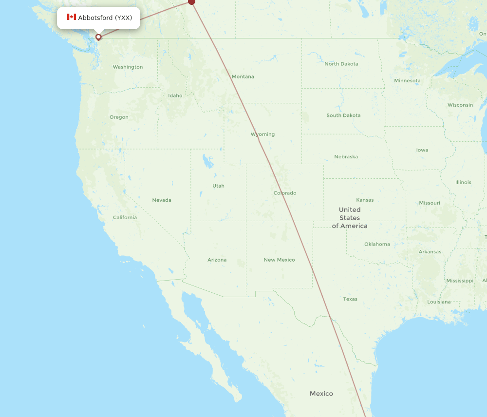 Vancouver - Huatulco route map and flight paths