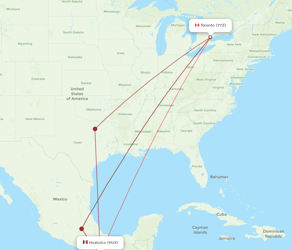 HUX-YYZ flight routes