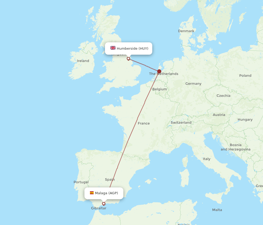 HUY-AGP flight routes