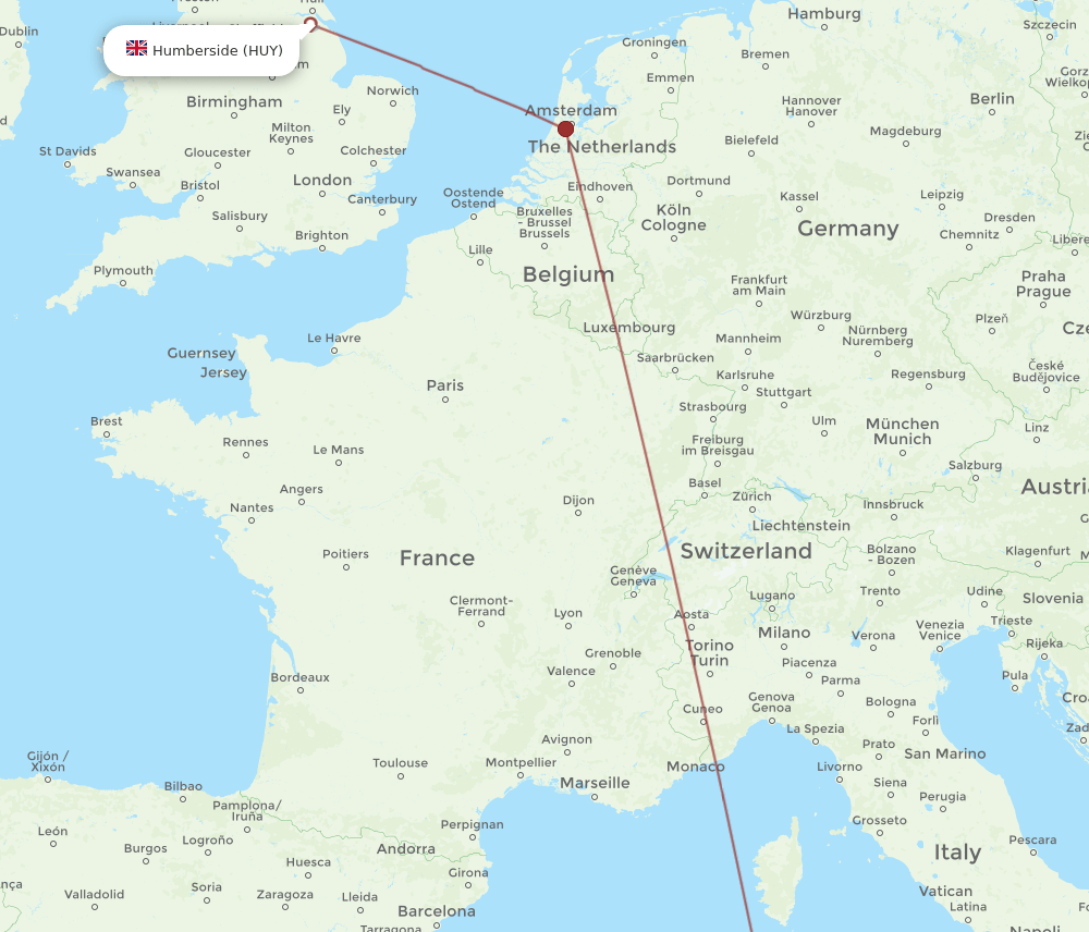HUY-CAG flight routes