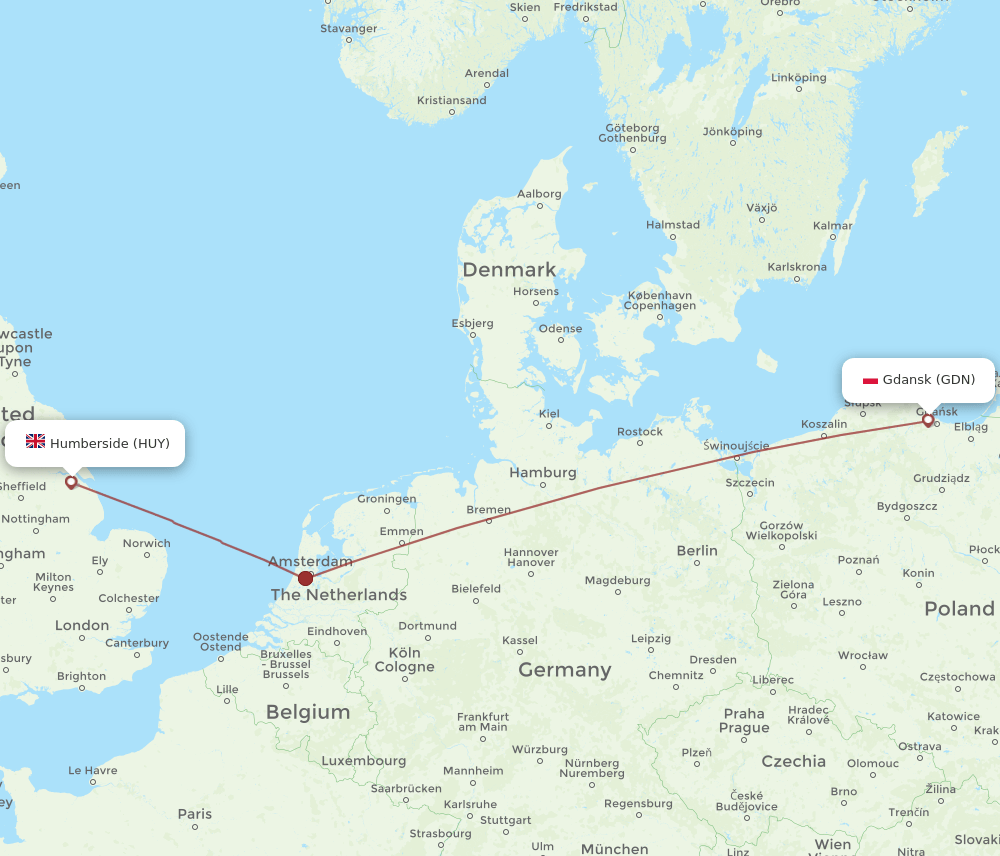 HUY-GDN flight routes