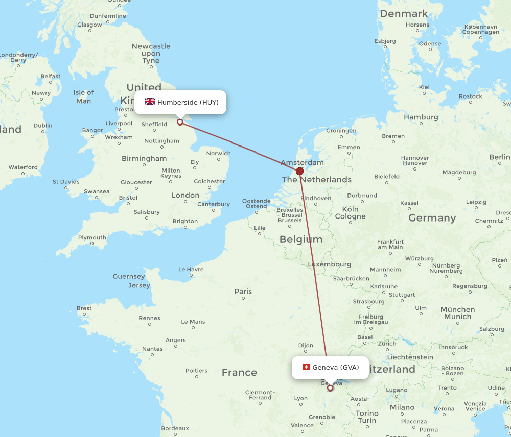 HUY-GVA flight routes
