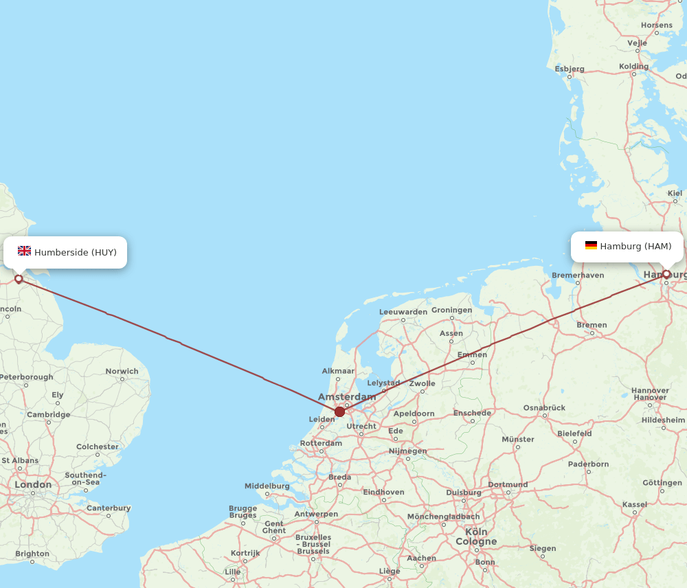 HUY to HAM flights and routes map