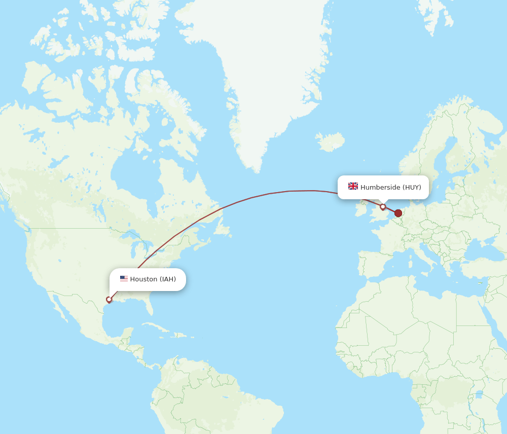 HUY-IAH flight routes