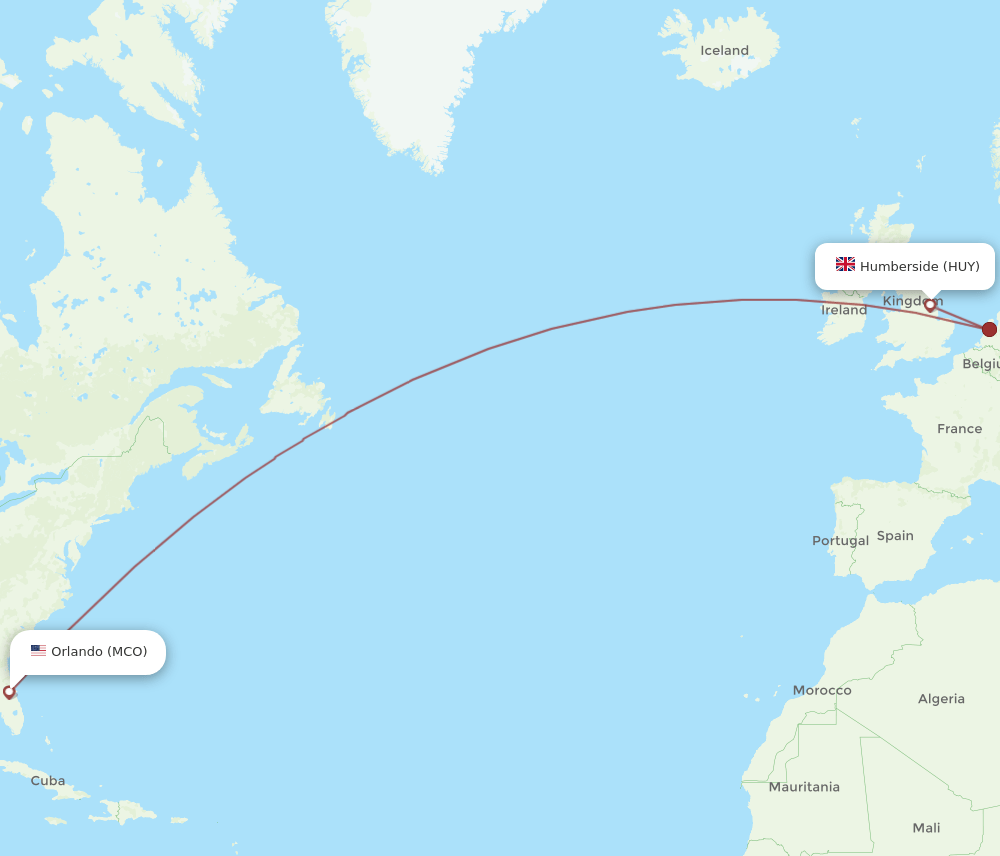 HUY-MCO flight routes