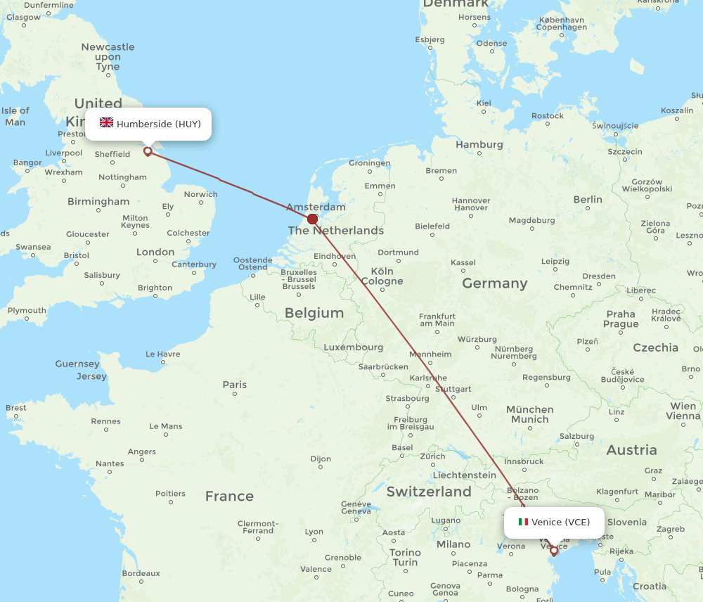 HUY-VCE flight routes