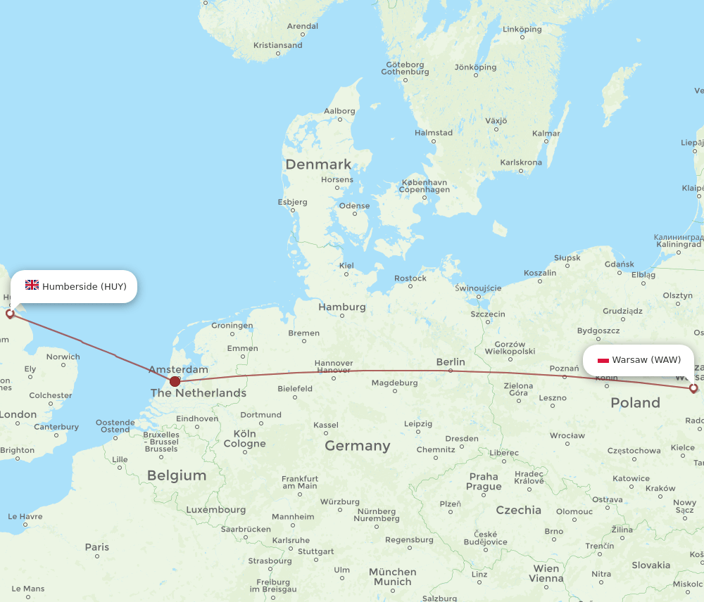 HUY-WAW flight routes
