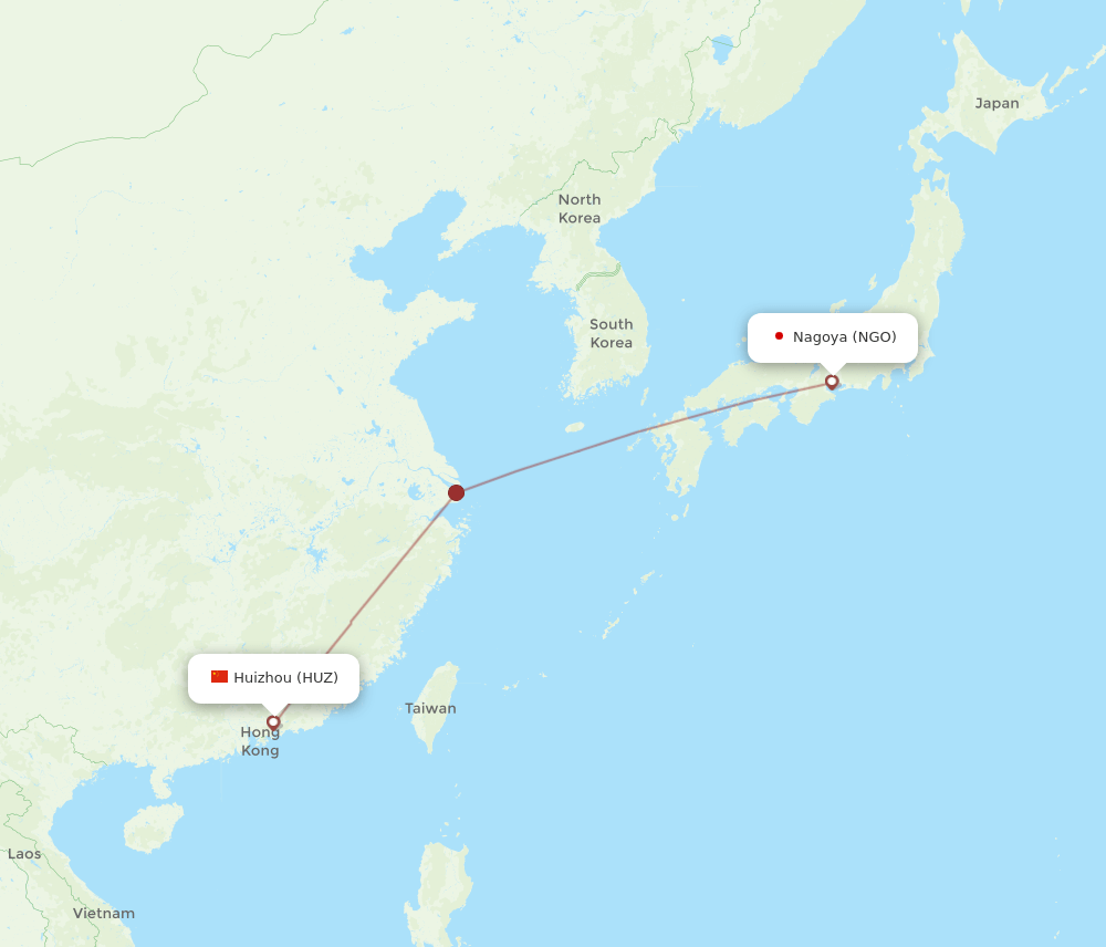 HUZ-NGO flight routes