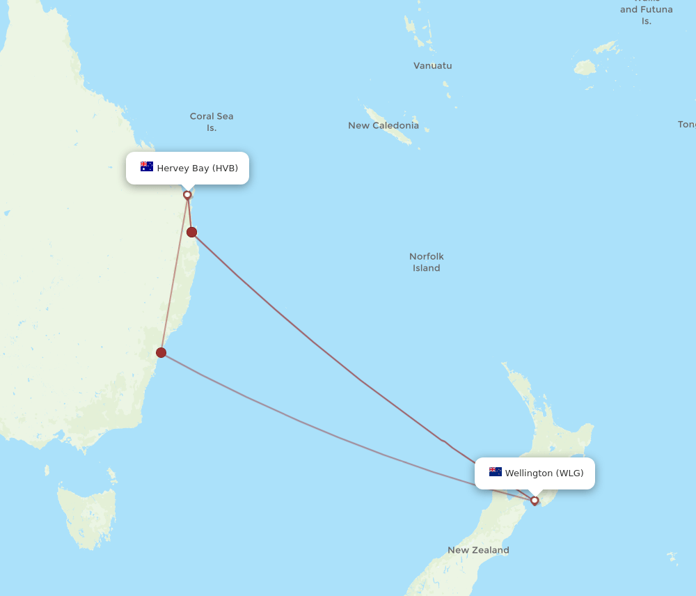 HVB-WLG flight routes