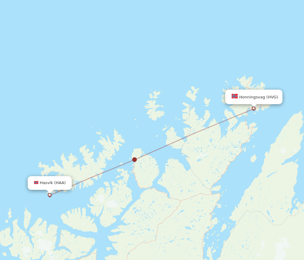 Honningsvag - Hasvik route map and flight paths