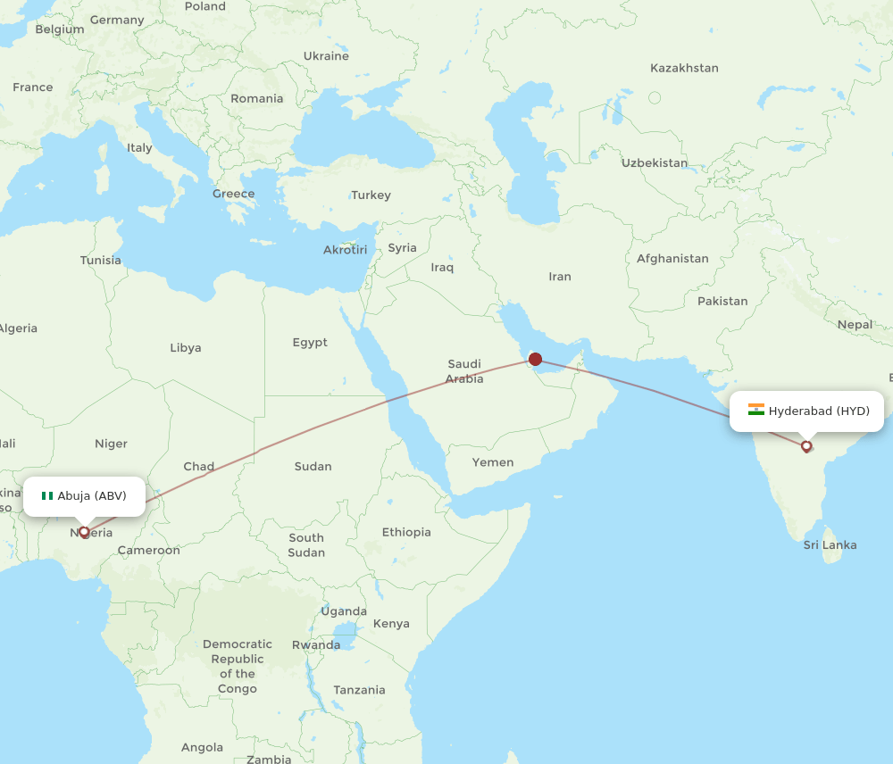 HYD-ABV flight routes