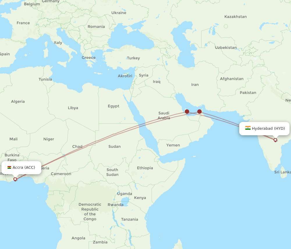 HYD-ACC flight routes