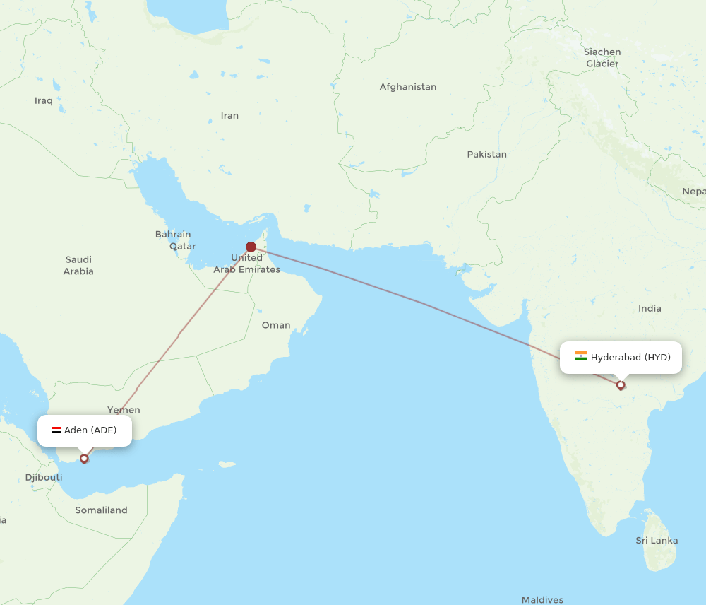 HYD-ADE flight routes