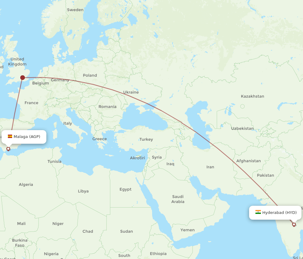 HYD-AGP flight routes