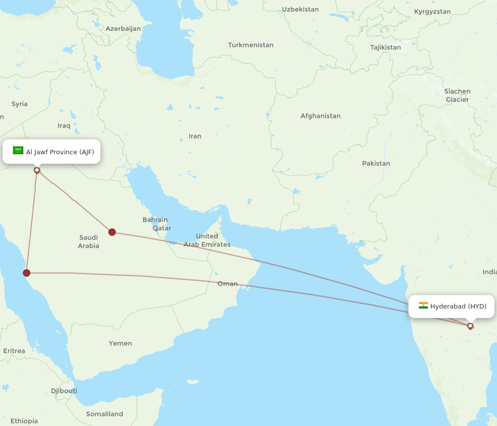 HYD-AJF flight routes