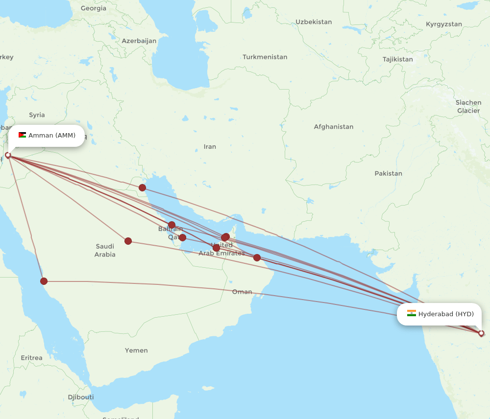 HYD-AMM flight routes