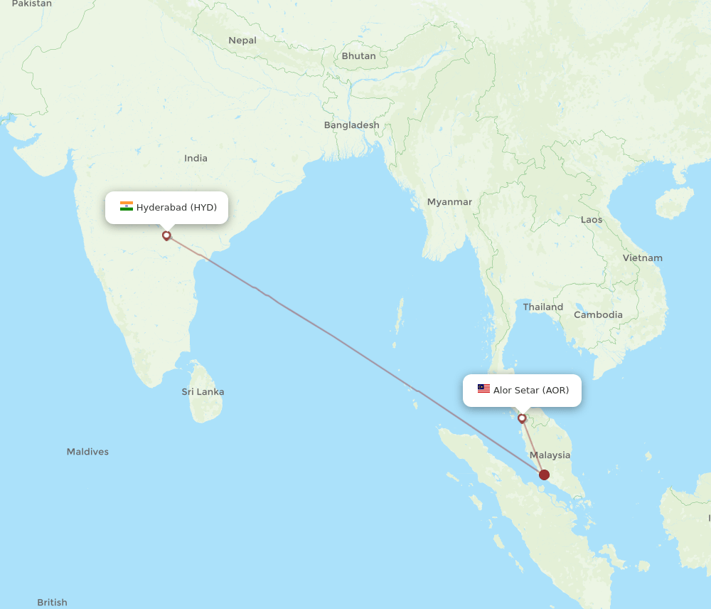HYD-AOR flight routes