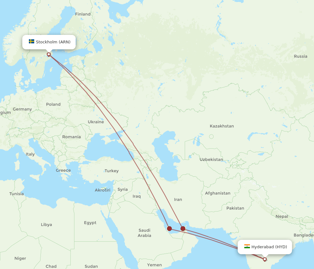 HYD-ARN flight routes