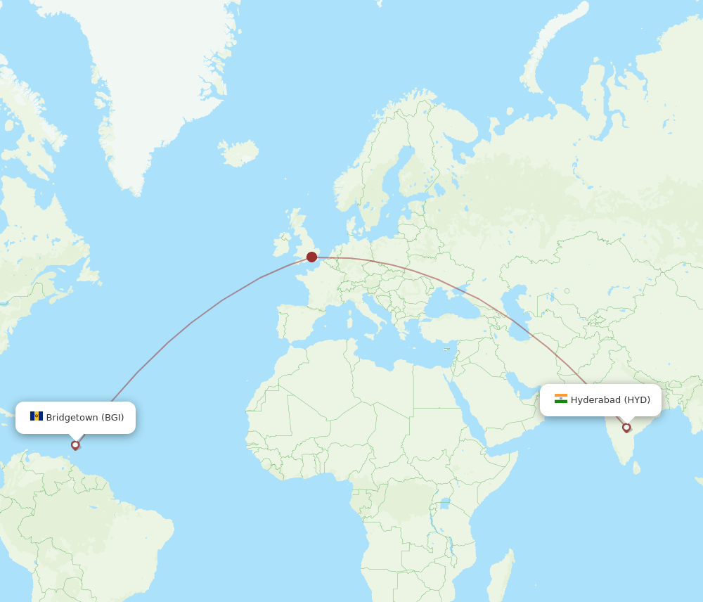 HYD-BGI flight routes