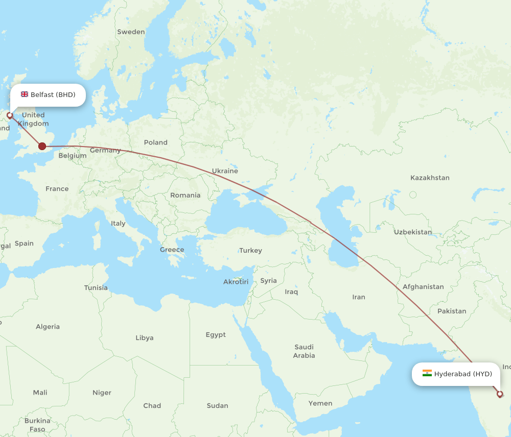 HYD-BHD flight routes