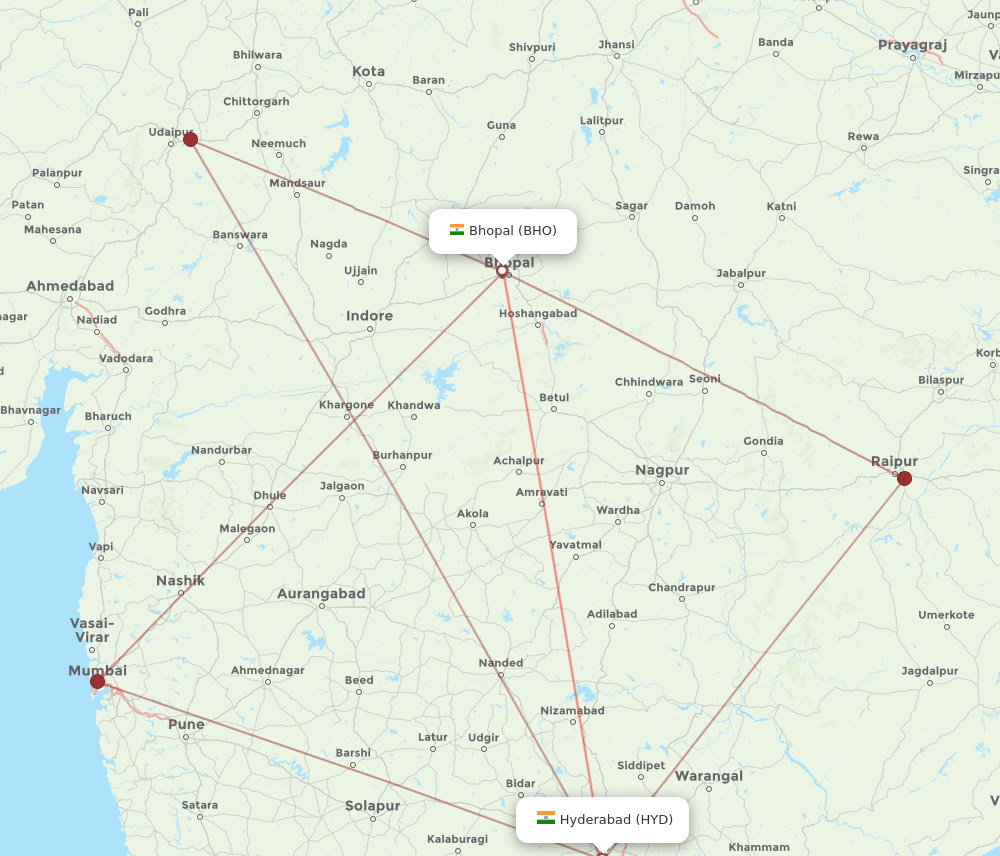 HYD-BHO flight routes