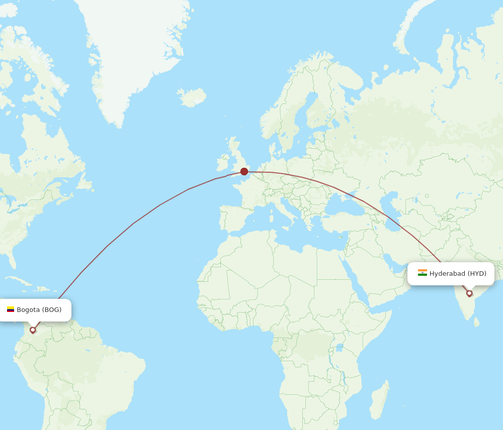 HYD-BOG flight routes