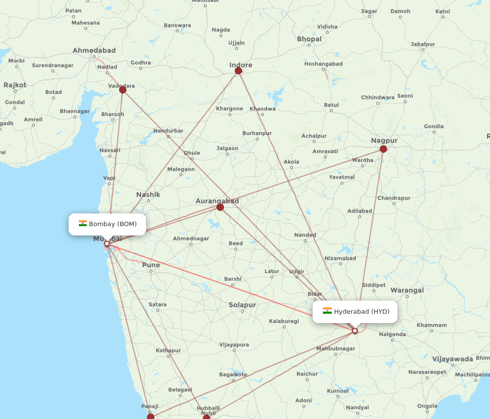 HYD-BOM flight routes
