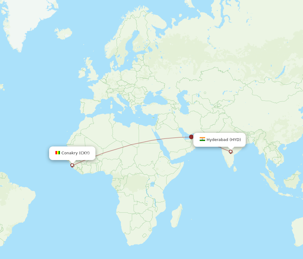 HYD to CKY flights and routes map