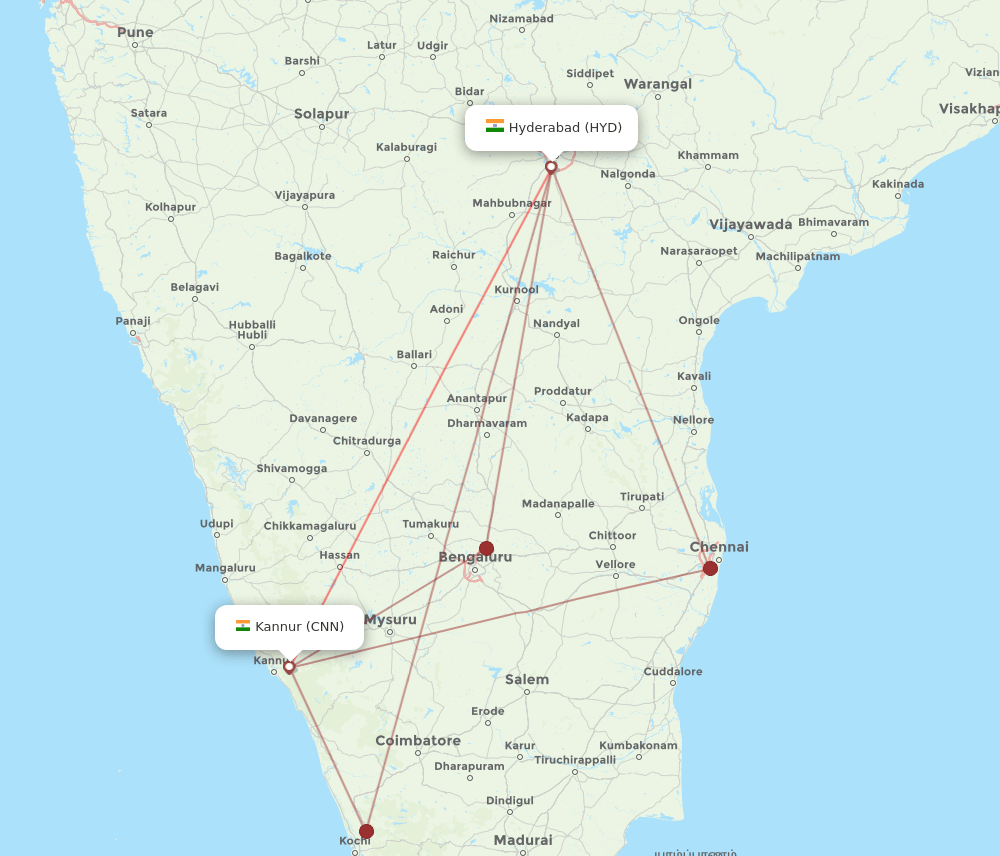 HYD-CNN flight routes