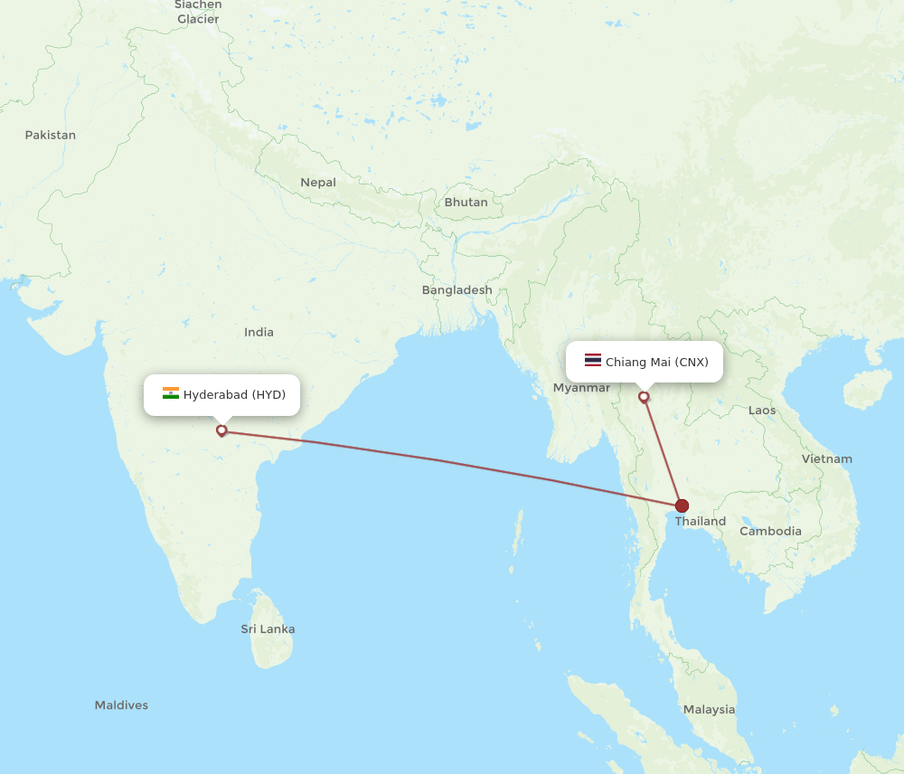 HYD-CNX flight routes