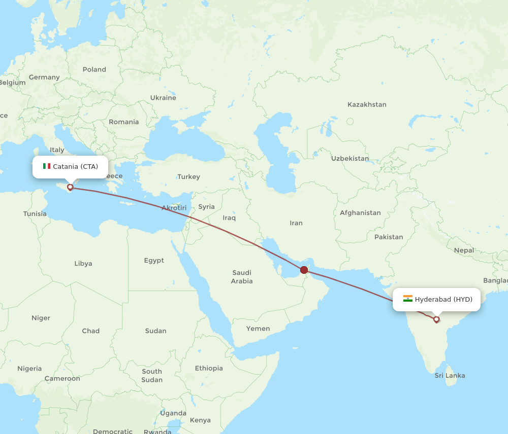 HYD-CTA flight routes