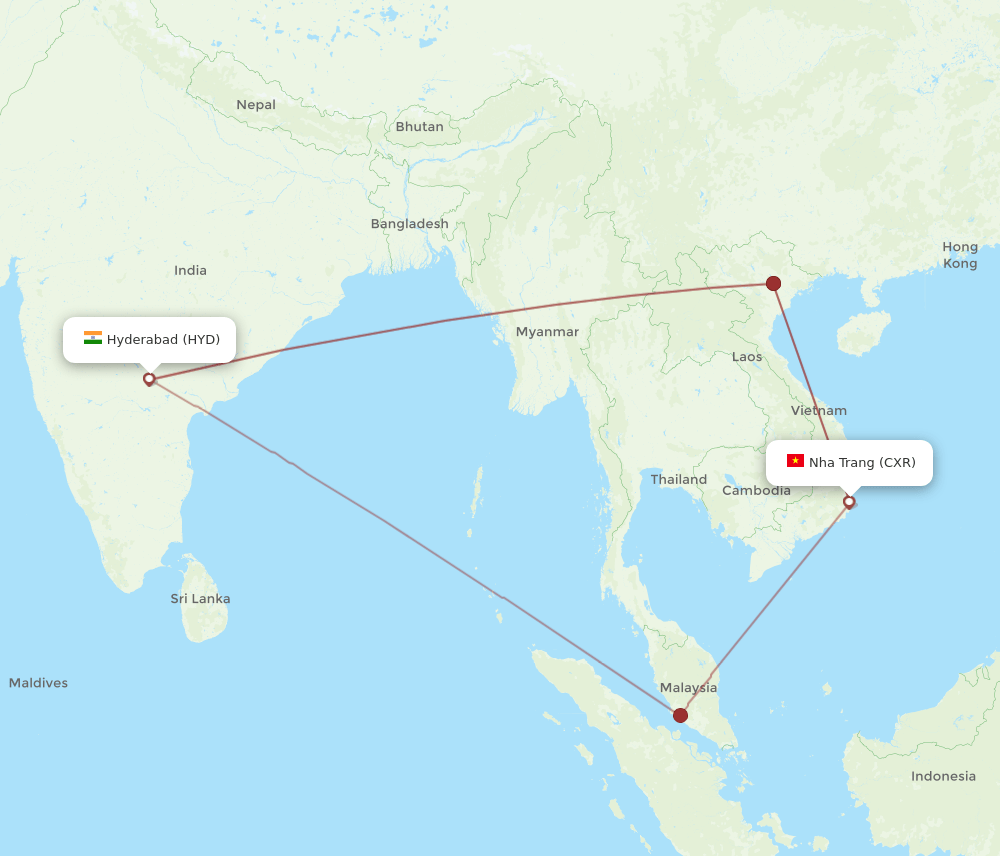 HYD-CXR flight routes