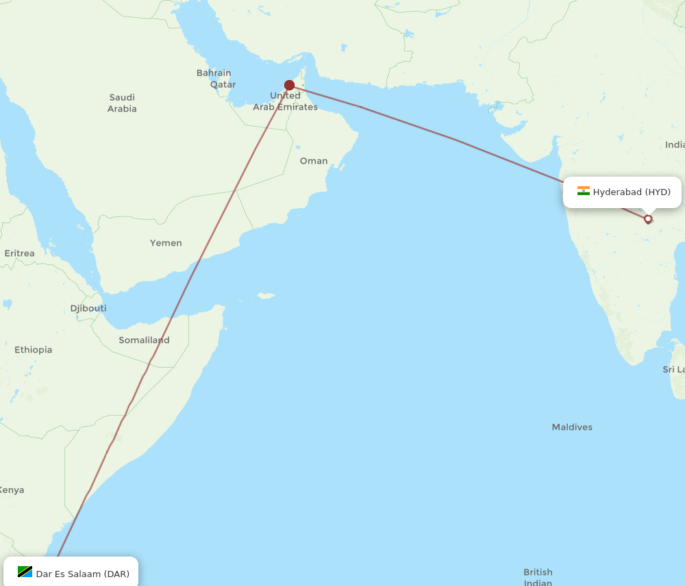 HYD-DAR flight routes