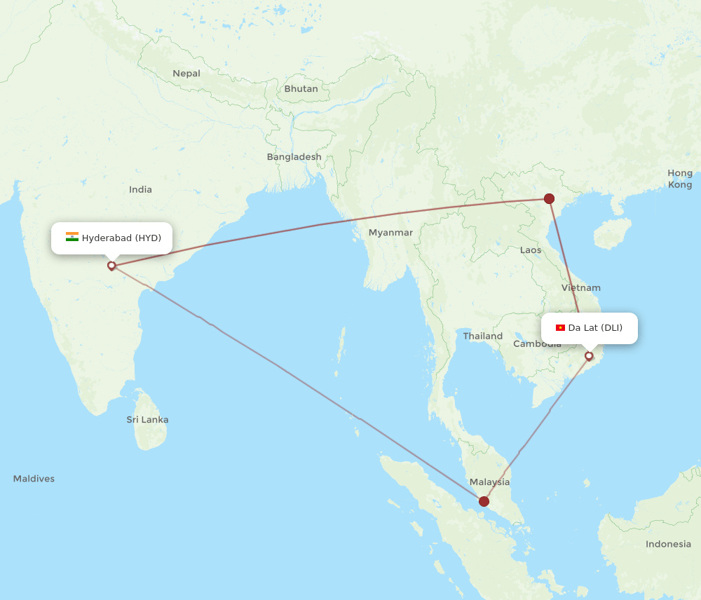 HYD to DLI flights and routes map