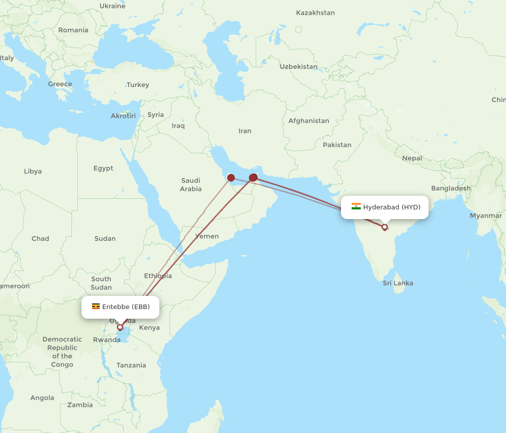 HYD-EBB flight routes