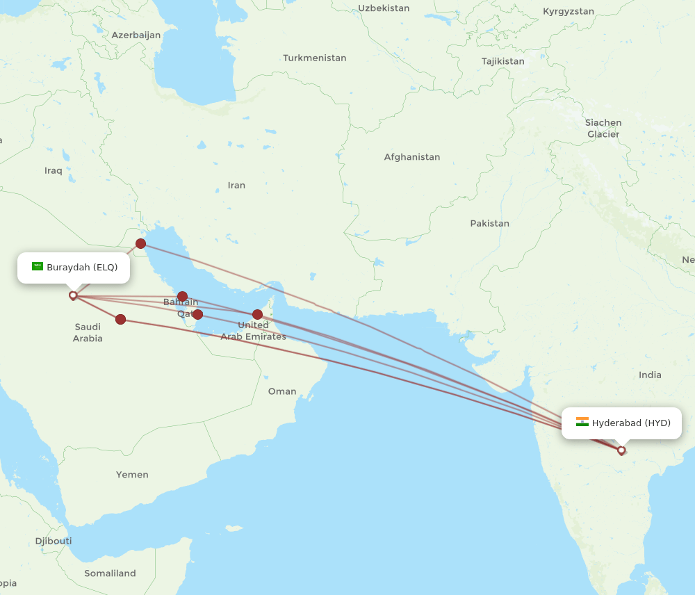 HYD-ELQ flight routes