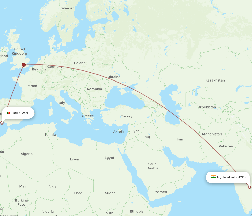 HYD-FAO flight routes